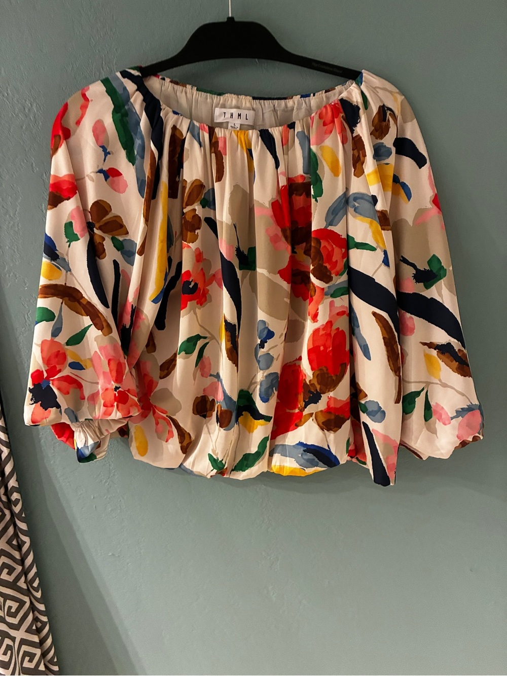 THML Multicolor Floral Print Women’s bubble top - large